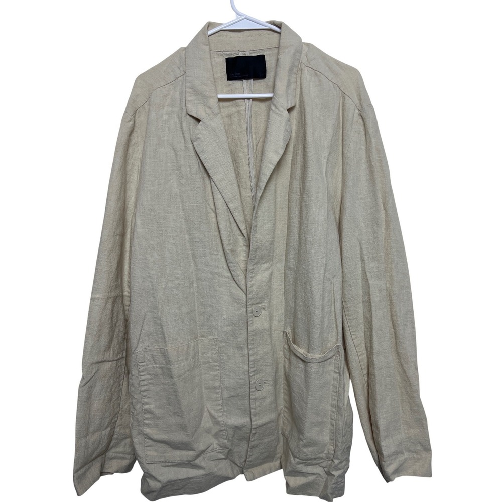 Oak+Fort Women Ramie Cotton Relaxed Blazer Beige M Coastal Grandma Quiet Luxury